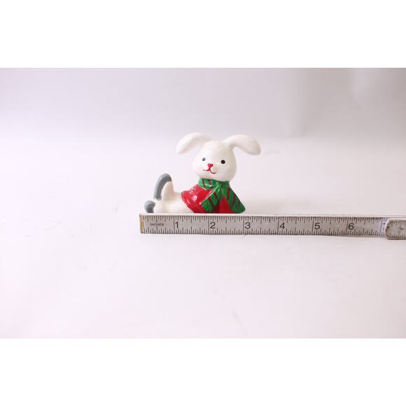 Mervyn's, Tumbling Christmas Bunny, Skating, Ceramic Figurine, Made in Japan - Picture 4 of 5